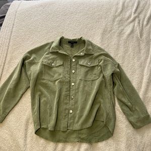 Forever 21 medium Olive button up color neck jacket. Polyester (so soft).